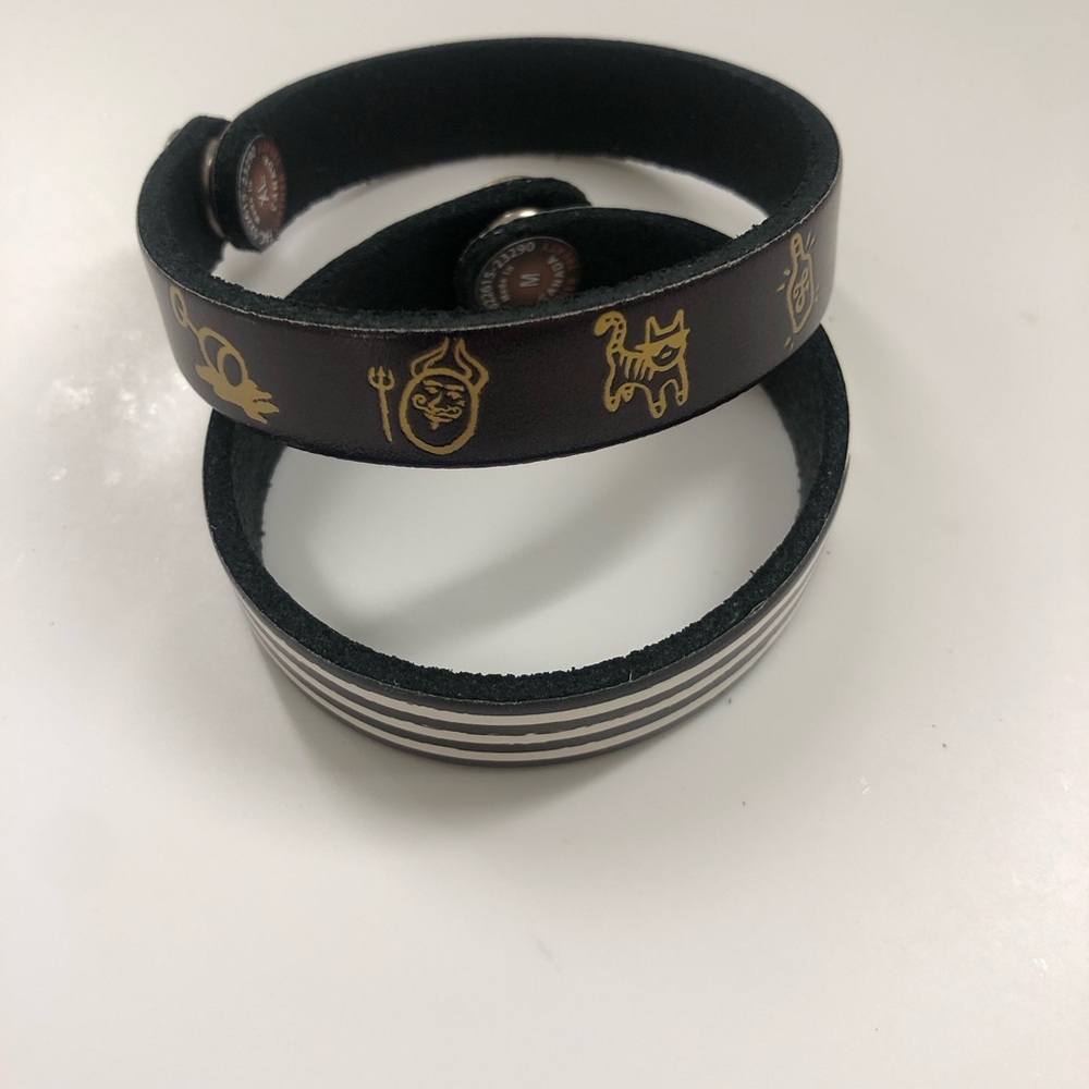 Patterned Leather cuff bracelets (2)
